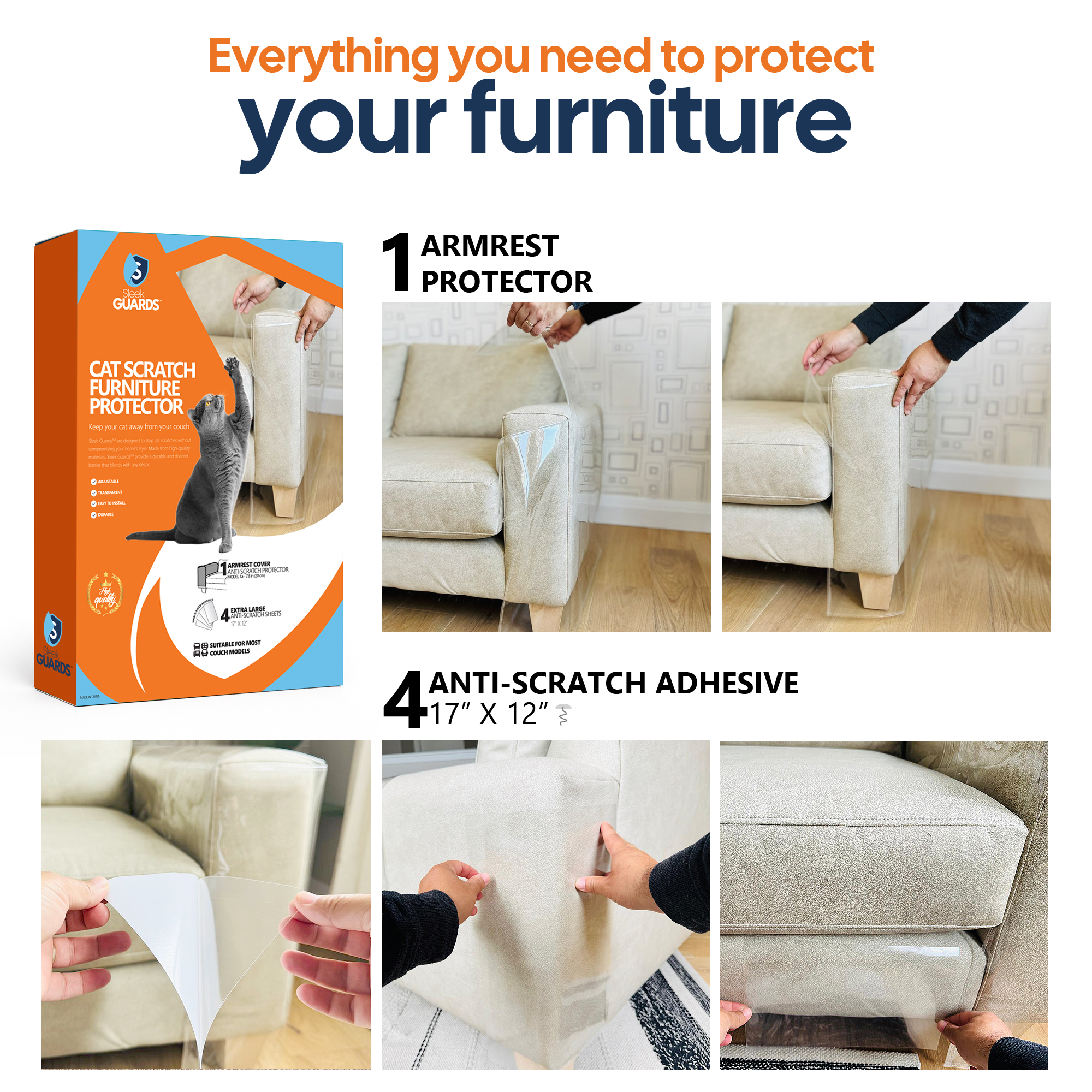 Cat Scratch Furniture Protector and Couch Arm Covers
